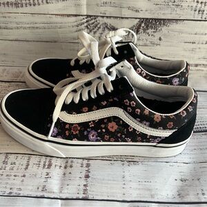 Vans Old Skool Whimsy Floral Skate Shoe Black Floral EUC W8 M6.5
